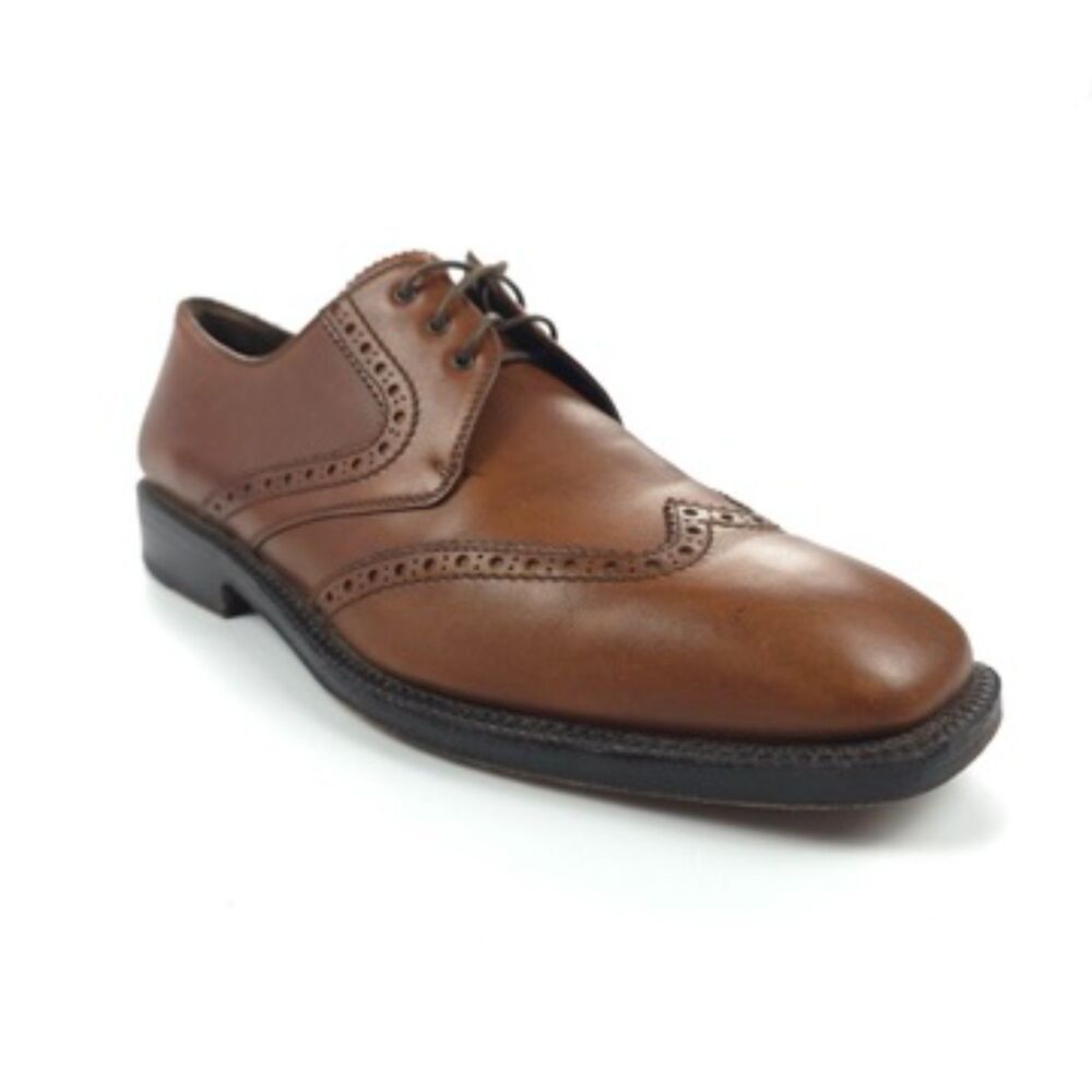 SALVATORE FERRAGAMO Tramezza Wingtip Oxford Brown Leather Old Money Quiet Luxury